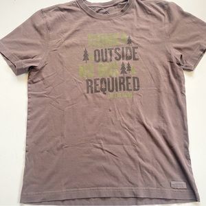 Life Is Good Think Outside No Box Required Brown Cotton Short Sleeve T Shirt